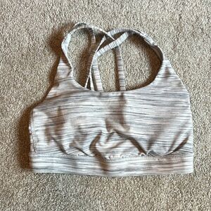 lululemon athletica Light Gray Striped Sports Bra
